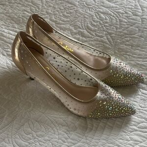 Elegant Gold Rhinestone Heels